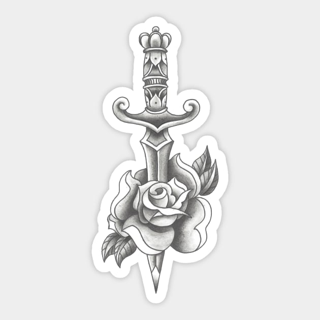 Dagger and Rose Sticker by Tanisha Vidale